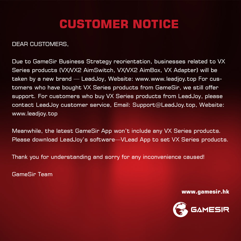 Customer Notice of VX Series Products Change